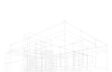  Architectural sketch of a house building