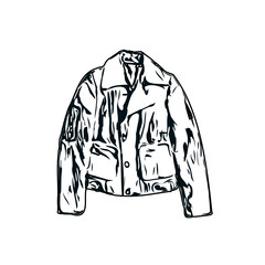 black and white sketch of jacket with transparent background