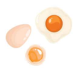 Chicken eggs, whole and broken eggs