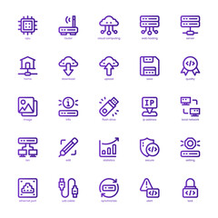 Website Hosting icon pack for your website design, logo, app, and user interface. Website Hosting icon basic line gradient design. Vector graphics illustration and editable stroke.