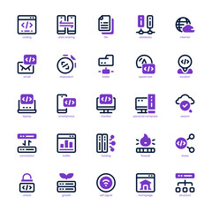 Website Hosting icon pack for your website design, logo, app, and user interface. Website Hosting icon mixed line and solid design. Vector graphics illustration and editable stroke.