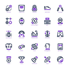 Fitness and Sport icon pack for your website design, logo, app, and user interface. Fitness and Sport icon mixed line and solid design. Vector graphics illustration and editable stroke.