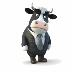 Scottish Cow Using Business Suit