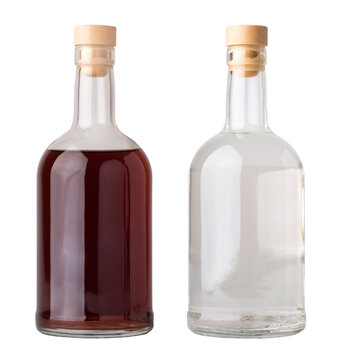 Bottles with drinks on a transparent background. isolated object. Element for design