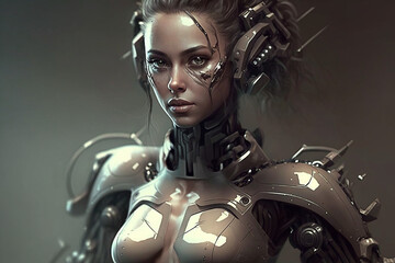 bela android robô feminina  - obrazy, fototapety, plakaty
