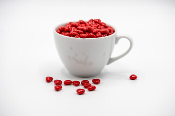Cinnamon mini hearts in the shape of heart with coffee cup