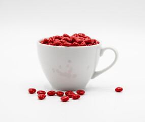 Cinnamon mini hearts in the shape of heart with coffee cup