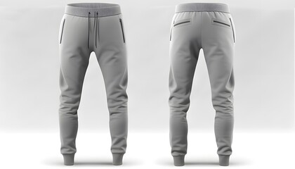 A pair of gray sweat pants with zippers