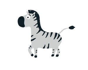 Fototapeta premium Cartoon vector zebra isolated on white background. Cute funny animal. Safari