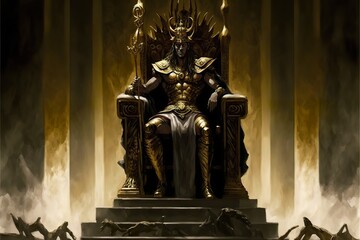 The god loki sits on the throne Ai Generate - obrazy, fototapety, plakaty