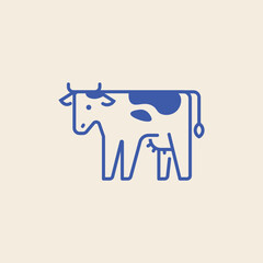 Cow vector illustration, Cow flat icon, line vector cow