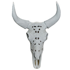 A 3d rendered carved skull from a bull. HWWO Stock 