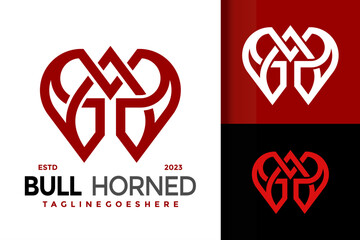 Letter A bull horn logo vector icon illustration