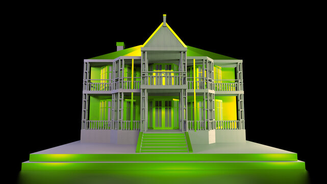 Quaid-e-Azam Residency,  Ziarat Residency Balochistan landmark of balochistan, White Green Ziarat 3d Rendering, 3d Illustration.