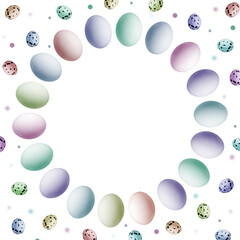 Round frame of Easter eggs on a transparent background. isolated object. Element for design
