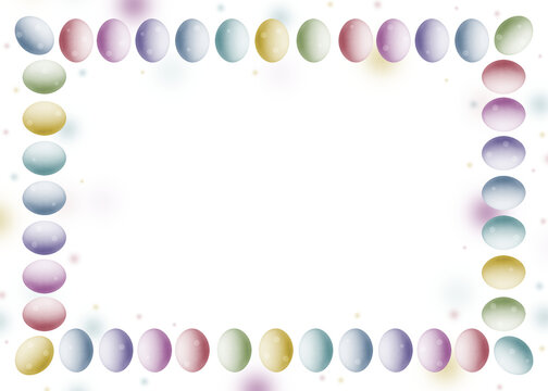 Square frame of Easter eggs on a transparent background. isolated object. Element for design