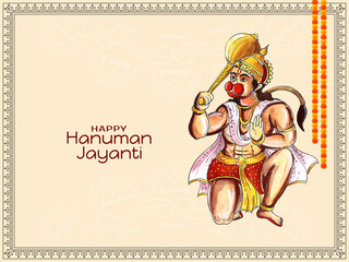 Happy Hanuman Jayanti traditional Hindu festival card