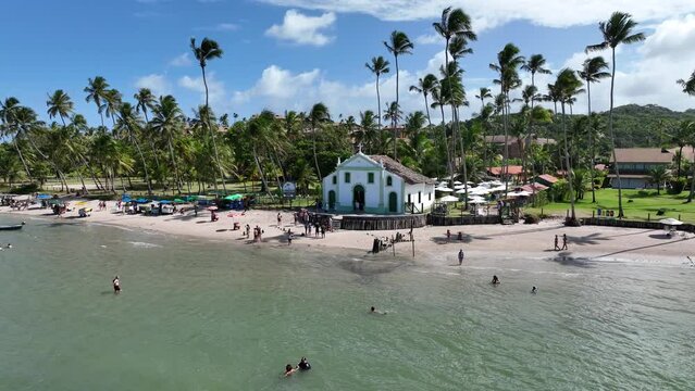 Famous Church At Carneiros Beach In Pernambuco Brazil. Famous Church. Nature Landscape. Background Scenery. Travel Destinations. Carneiros Beach Pernambuco. 
