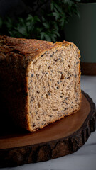 Seeded spelt bread sandwich loaf.