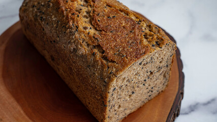 Seeded spelt bread sandwich loaf.