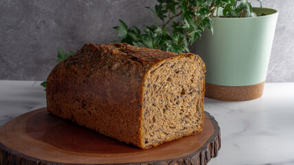 Seeded spelt bread sandwich loaf.