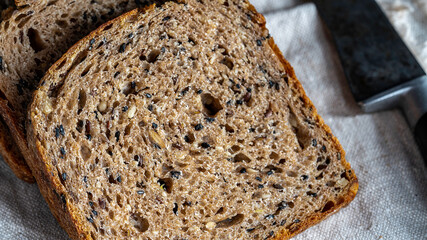 Seeded spelt bread sandwich loaf.
