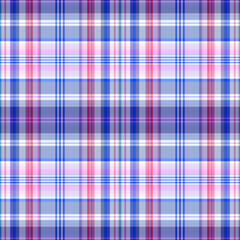 Nautical gingham in coastal beach house check fabric tile. Seamless red blue white sailor flannel textile tartan repeat swatch.