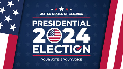 Presidental election day. Vote 2024 in USA, banner design. Election voting poster. Political election campaign - obrazy, fototapety, plakaty