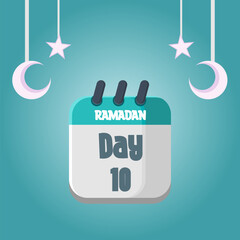 Daily Ramadan Day calendar icon. Wednesday, March 22, 2023. EPS 8 format