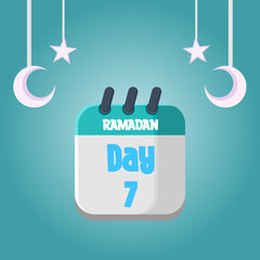 Daily Ramadan Day calendar icon. Wednesday, March 22, 2023. EPS 8 format