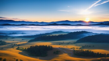 Fototapeta premium Mountains mist fog