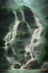 Tropical waterfall landscape
