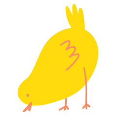 Cute cartoon chicken. Minimalistic hand drawn farm animal, Easter chick for textile print, card, children game, poster
