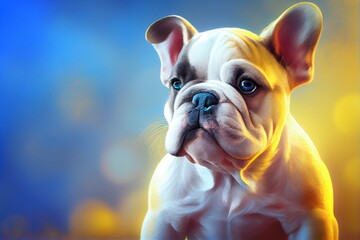 Close up of a cute bulldog on blurred background. Generative AI, Generative, AI