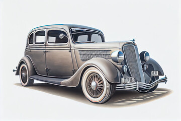 Obraz na płótnie Canvas Vintage car on white background created with AI 
