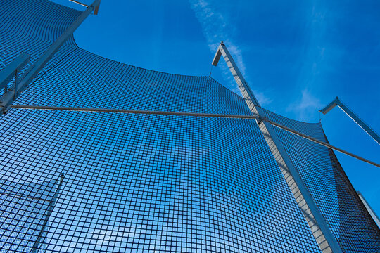 shot put sport nets under blue sky