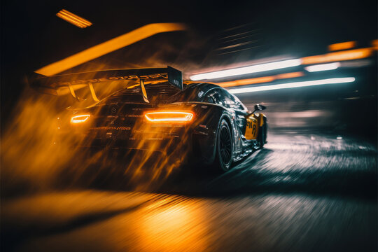 racing car in motion. drift. Illustration AI Generative