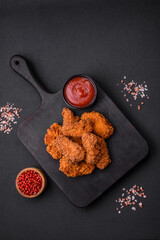 Delicious crispy breaded chicken wings grilled with spices and herbs