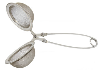 Stainless steel tea infuser on transparent background