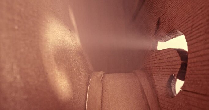 Vintage violin view from inside. Interior of wooden cello.