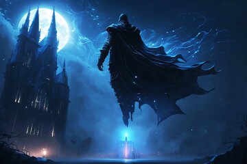 Dementor flying over castle digital art