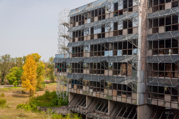 Old destroyed unfinished hospital in the Croatian capital Zagreb in Europe