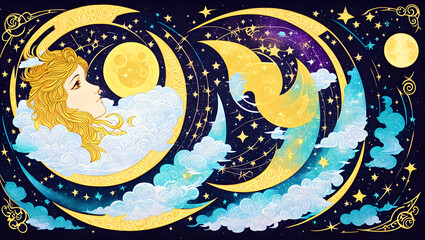 background with magic moon for celestial alchemy astrology Generative AI