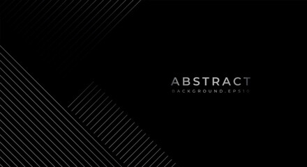 Black and Grey Metallic Abstract Tech Geometric Linear Background with Copy Space for Text or Message
