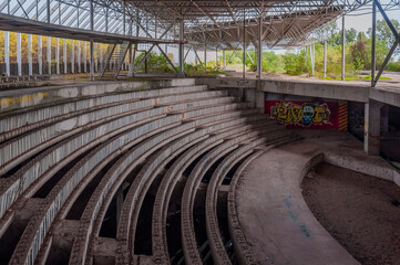 Old destroyed unfinished hospital in the Croatian capital Zagreb in Europe