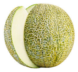 Ripe melon with slice isolated on transparent background