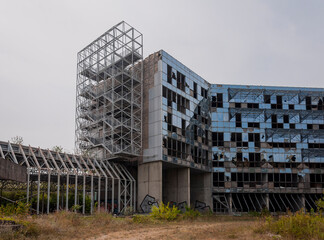 Old destroyed unfinished hospital in the Croatian capital Zagreb in Europe