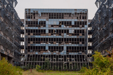 Old destroyed unfinished hospital in the Croatian capital Zagreb in Europe