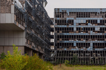 Old destroyed unfinished hospital in the Croatian capital Zagreb in Europe