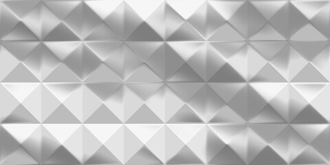 Seamless geometric square pyramid cube spikes transparent background texture overlay. Modern trendy tileable subtle elegant shadow and light effect technology banner backdrop pattern. 3D rendering.